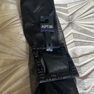 NWT Apt. 9 Black leather belt with beaded buckle. 40 inches long.